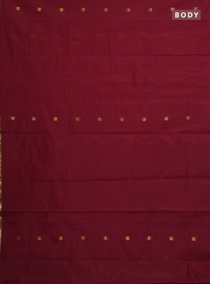 Semi maheswari cotton saree deep maroon and deep purple with zari woven buttas and small zari woven border