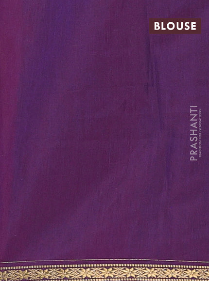Semi maheswari cotton saree deep maroon and deep purple with zari woven buttas and small zari woven border