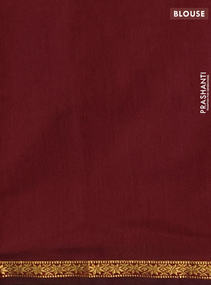 Semi maheswari cotton saree bottle green and deep wine shade with zari woven buttas and small zari woven border