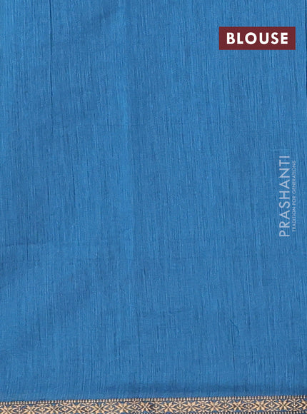 Semi maheswari cotton saree peacock green and blue with zari woven buttas and small zari woven border