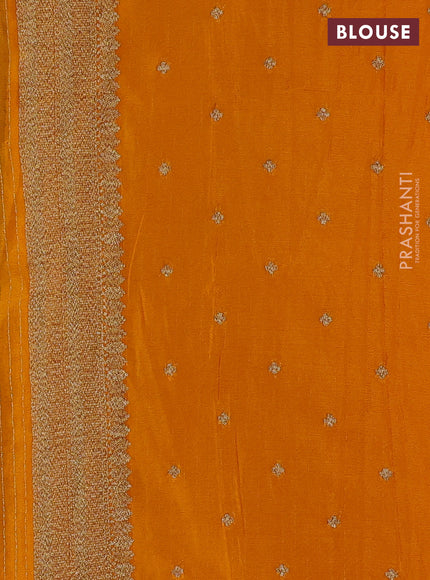 Banarasi semi crepe saree mango yellow with allover geometric weaves and woven border