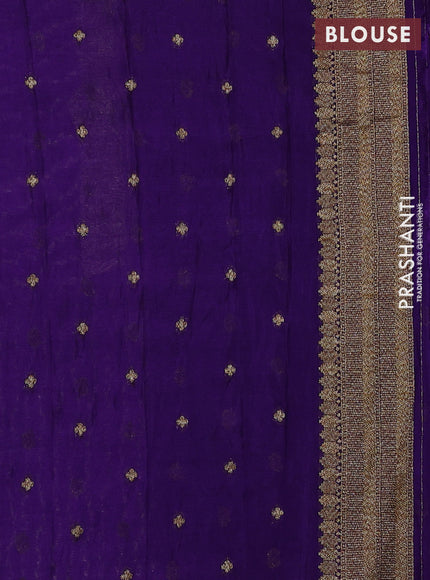 Banarasi semi crepe saree violet with allover geometric weaves and woven border