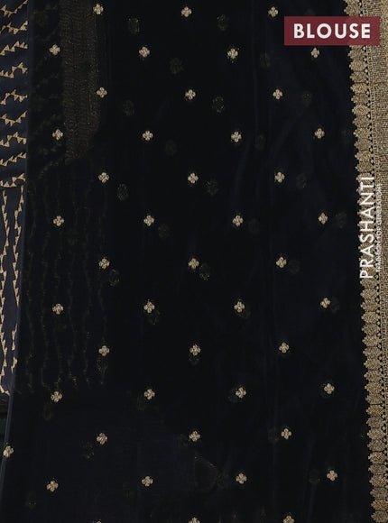 Banarasi semi crepe saree black with allover geometric weaves and woven border