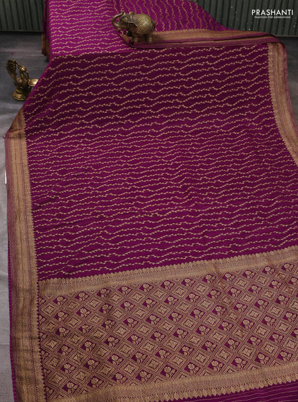 Banarasi semi crepe saree purple with allover geometric weaves and woven border