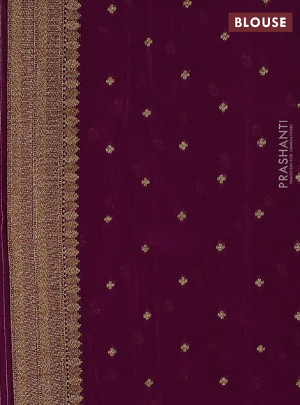 Banarasi semi crepe saree purple with allover geometric weaves and woven border