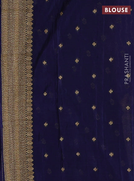 Banarasi semi crepe saree navy blue with allover geometric weaves and woven border