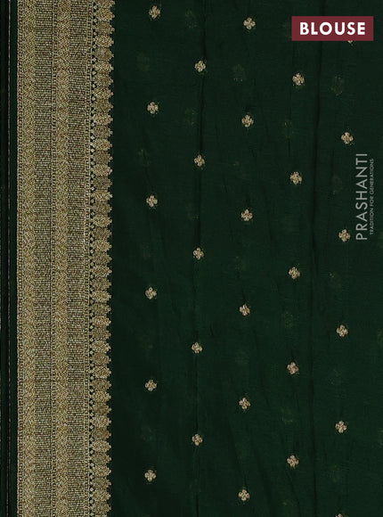 Banarasi semi crepe saree green with allover geometric weaves and woven border