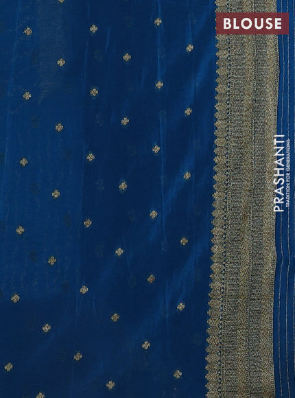 Banarasi semi crepe saree cs blue with allover geometric weaves and woven border