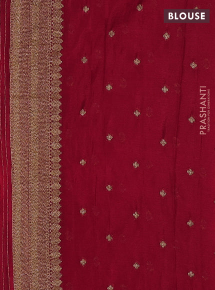 Banarasi semi crepe saree red with allover geometric weaves and woven border