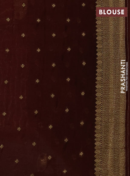 Banarasi semi crepe saree coffee brown with allover geometric weaves and woven border