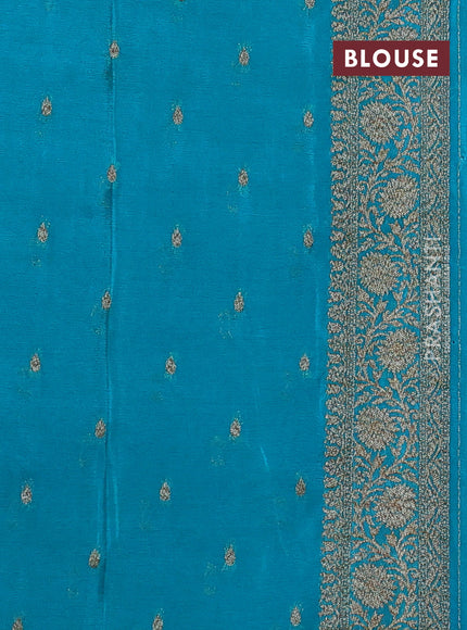 Banarasi semi crepe saree violet and teal blue with woven buttas and woven border