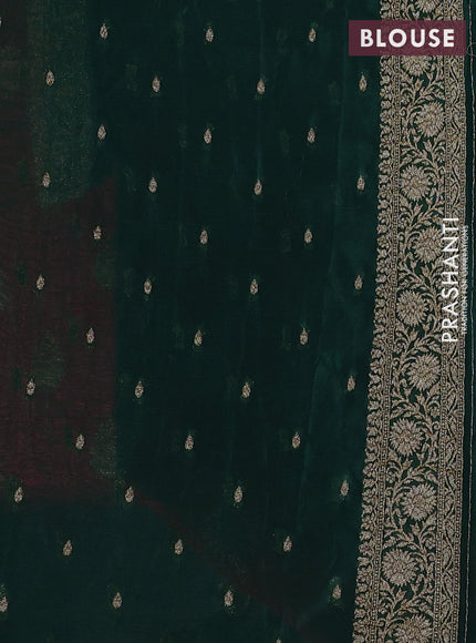 Banarasi semi crepe saree pink and green with woven buttas and woven border