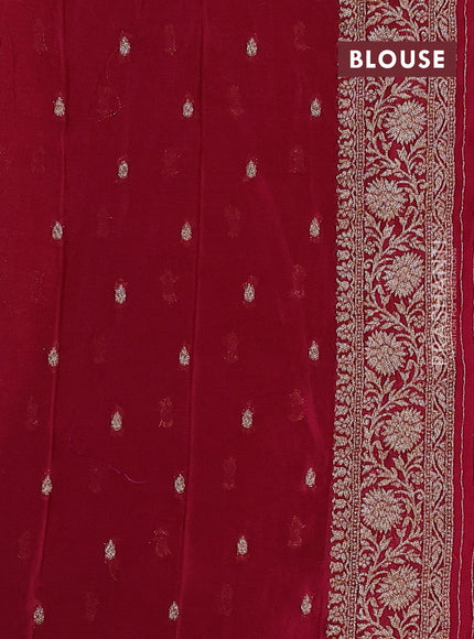 Banarasi semi crepe saree navy blue and dark pink with woven buttas and woven border