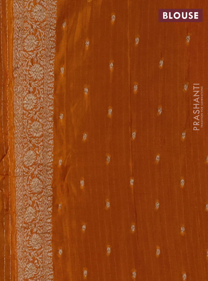 Banarasi semi crepe saree purple and mustard yellow with woven buttas and woven border