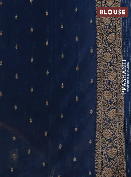 Banarasi semi crepe saree mango yellow and peacock blue with woven buttas and woven border