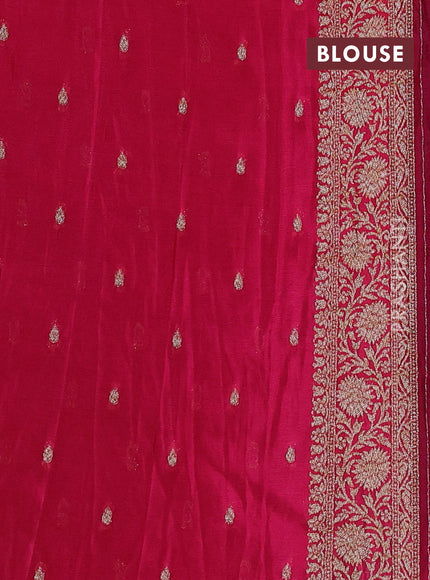 Banarasi semi crepe saree peacock blue and pink with woven buttas and woven border