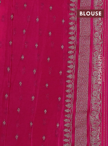 Banarasi semi crepe saree pink with allover thread & zari weaves and woven border