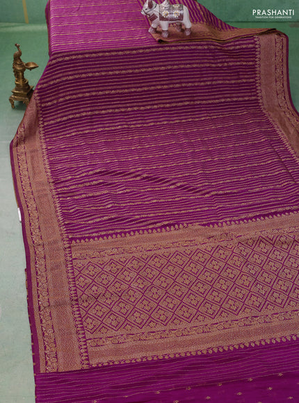 Banarasi semi crepe saree purple with allover thread & zari weaves and woven border
