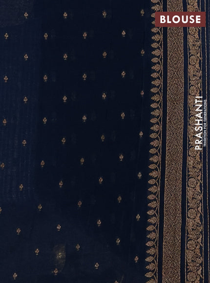 Banarasi semi crepe saree peacock blue with allover thread & zari weaves and woven border