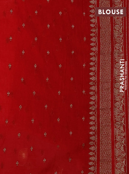Banarasi semi crepe saree red with allover thread & zari weaves and woven border
