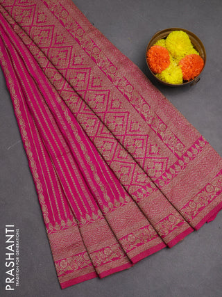 Banarasi semi crepe saree pink with allover thread & zari weaves and woven border