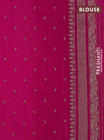 Banarasi semi crepe saree pink with allover thread & zari weaves and woven border