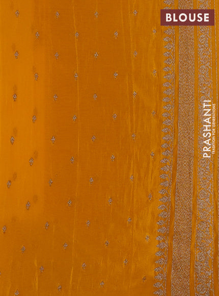 Banarasi semi crepe saree mango yellow with allover thread & zari weaves and woven border