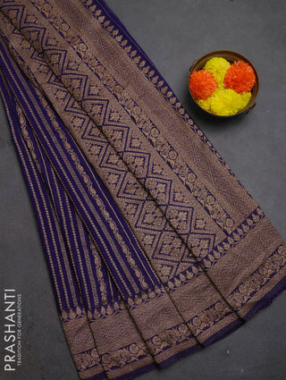 Banarasi semi crepe saree violet with allover thread & zari weaves and woven border