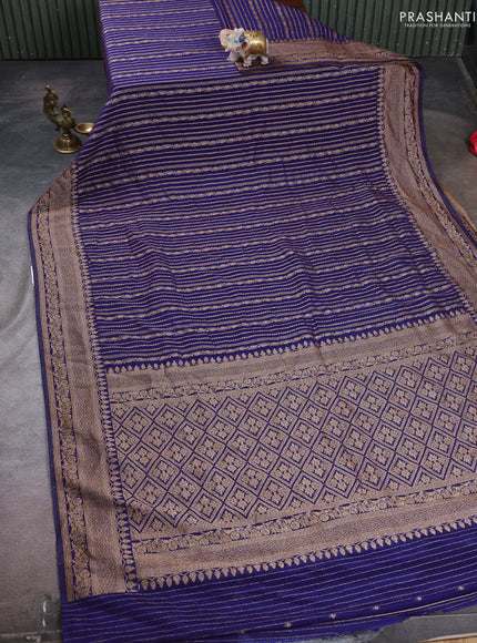 Banarasi semi crepe saree violet with allover thread & zari weaves and woven border