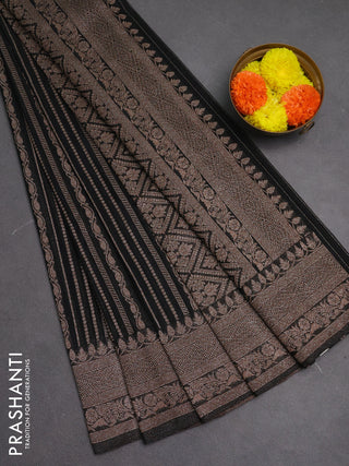 Banarasi semi crepe saree black with allover thread & zari weaves and woven border
