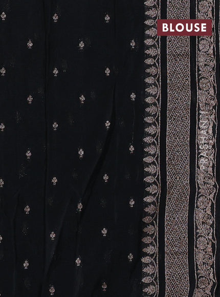 Banarasi semi crepe saree black with allover thread & zari weaves and woven border