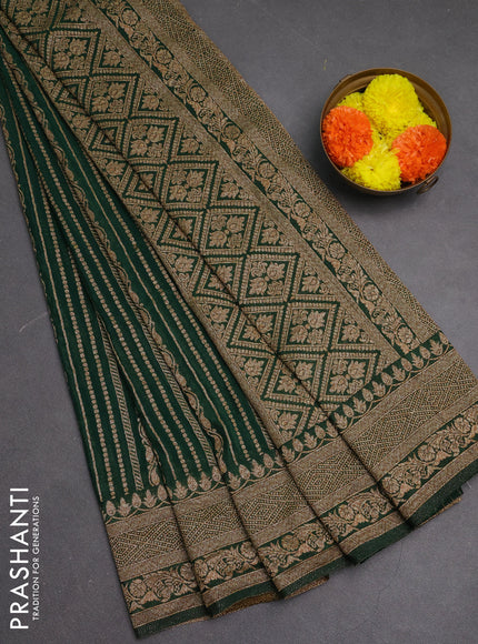 Banarasi semi crepe saree green with allover thread & zari weaves and woven border