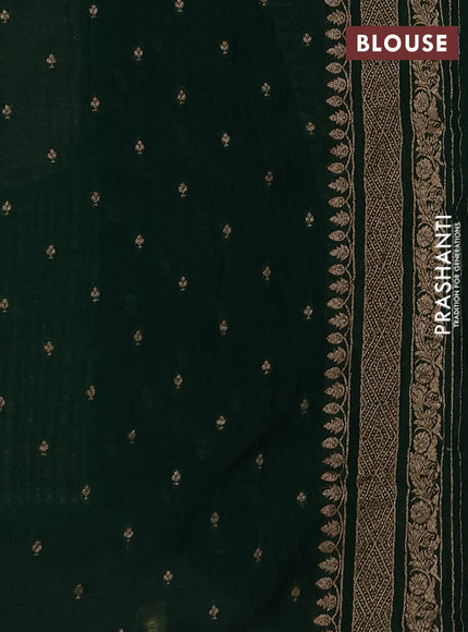 Banarasi semi crepe saree green with allover thread & zari weaves and woven border