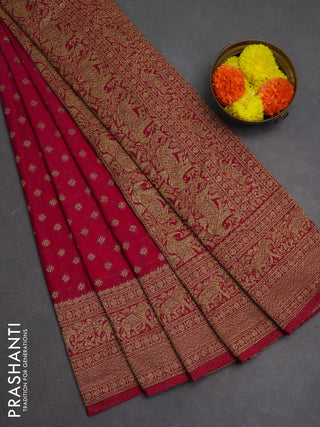 Banarasi semi crepe saree pink with woven buttas and woven border