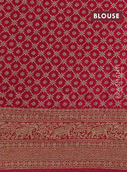 Banarasi semi crepe saree pink with woven buttas and woven border