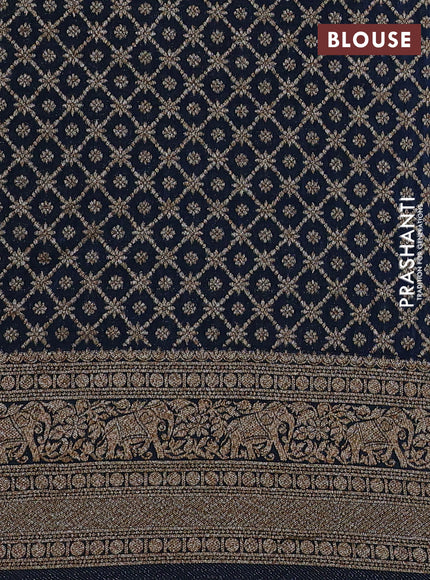 Banarasi semi crepe saree peacock blue with woven buttas and woven border