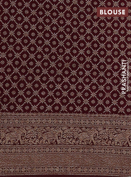 Banarasi semi crepe saree wine shade with woven buttas and woven border