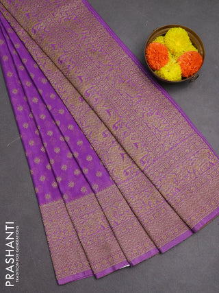 Banarasi semi crepe saree lavender with woven buttas and woven border