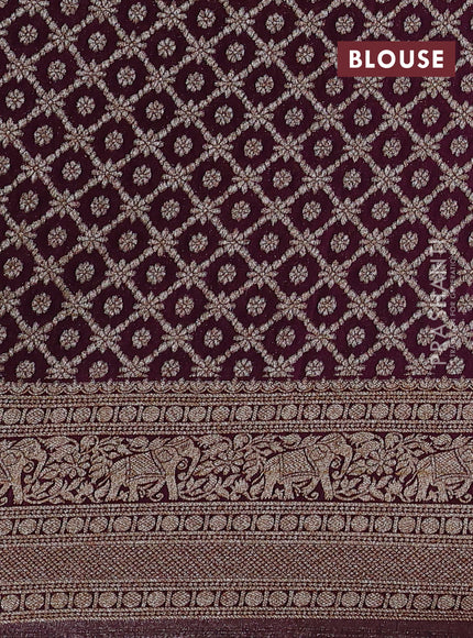 Banarasi semi crepe saree deep purple with woven buttas and woven border