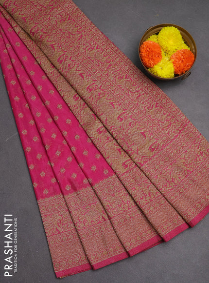 Banarasi semi crepe saree pink with woven buttas and woven border