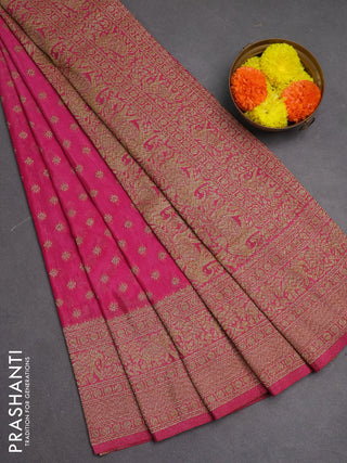 Banarasi semi crepe saree pink with woven buttas and woven border