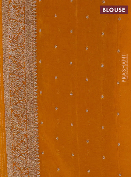 Banarasi semi crepe saree mango yellow with allover thread & zari weaves and woven border