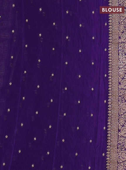 Banarasi semi crepe saree violet with allover thread & zari weaves and woven border
