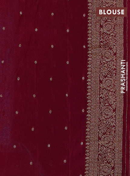 Banarasi semi crepe saree teal blue and dark pink with allover thread & zari weaves and woven border