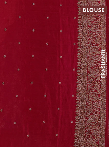 Banarasi semi crepe saree peacock blue and dark pink with allover thread & zari weaves and woven border