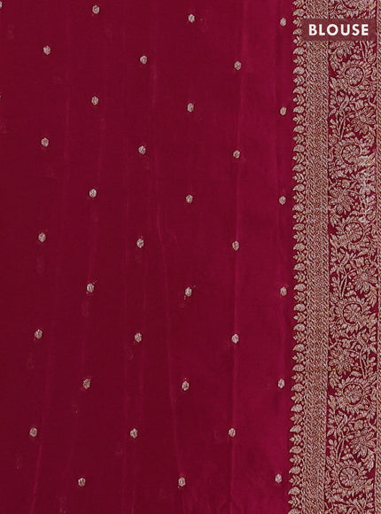 Banarasi semi crepe saree teal green and dark pink with allover thread & zari weaves and woven border