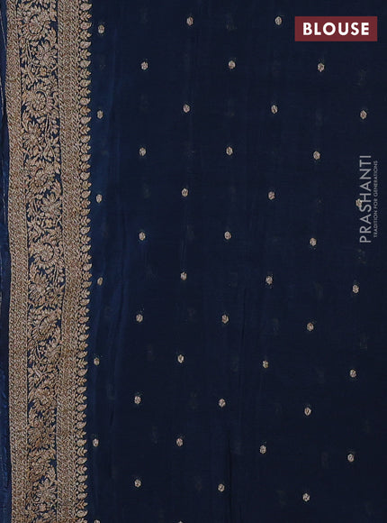 Banarasi semi crepe saree mustard yellow and peacock blue with allover thread & zari weaves and woven border
