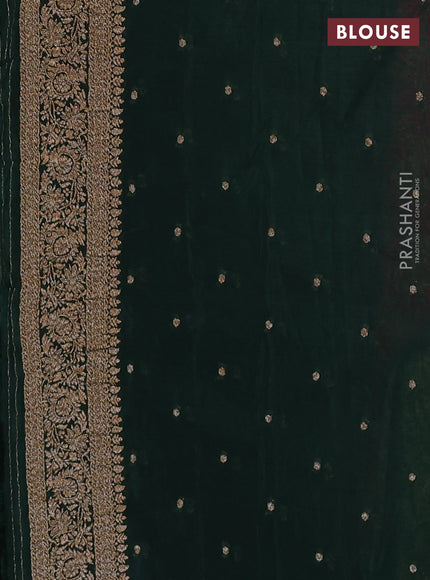 Banarasi semi crepe saree pink and green with allover thread & zari weaves and woven border