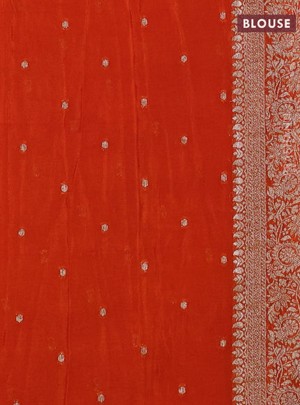 Banarasi semi crepe saree deep wine and orange with allover thread & zari weaves and woven border