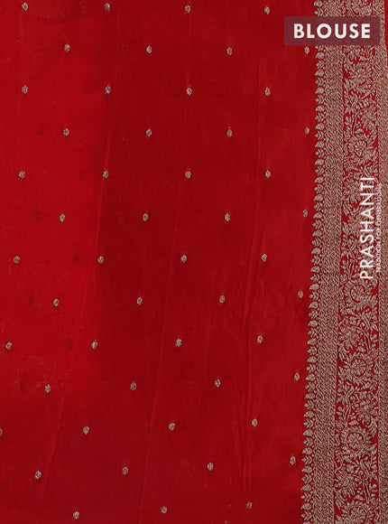 Banarasi semi crepe saree red with allover thread & zari weaves and woven border